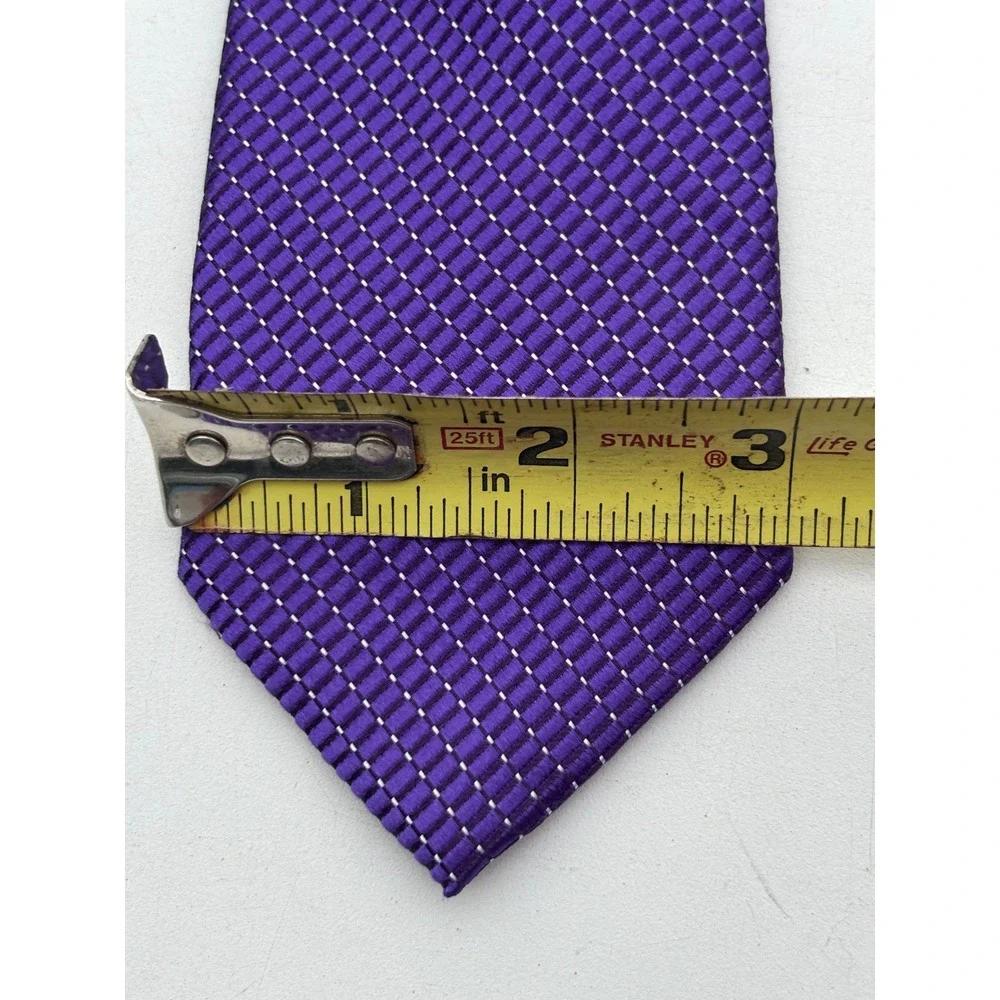Nautica Mens Purple Geometric Micro Pattern 100% Silk Necktie Classic Width
